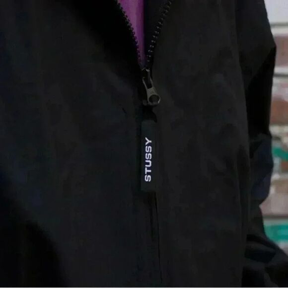 STUSSY Y2K 90s Vtg Retro Woman’s Roomy Black Long-Sleeve Hood Dress Jacket Sz S - Picture 8 of 11